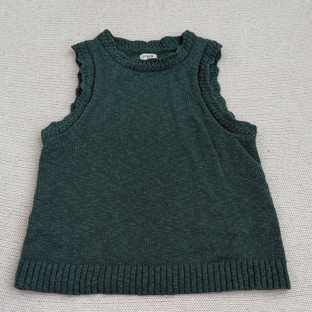 J Crew Cotton Sleeveless Sweater Top Green Size Small